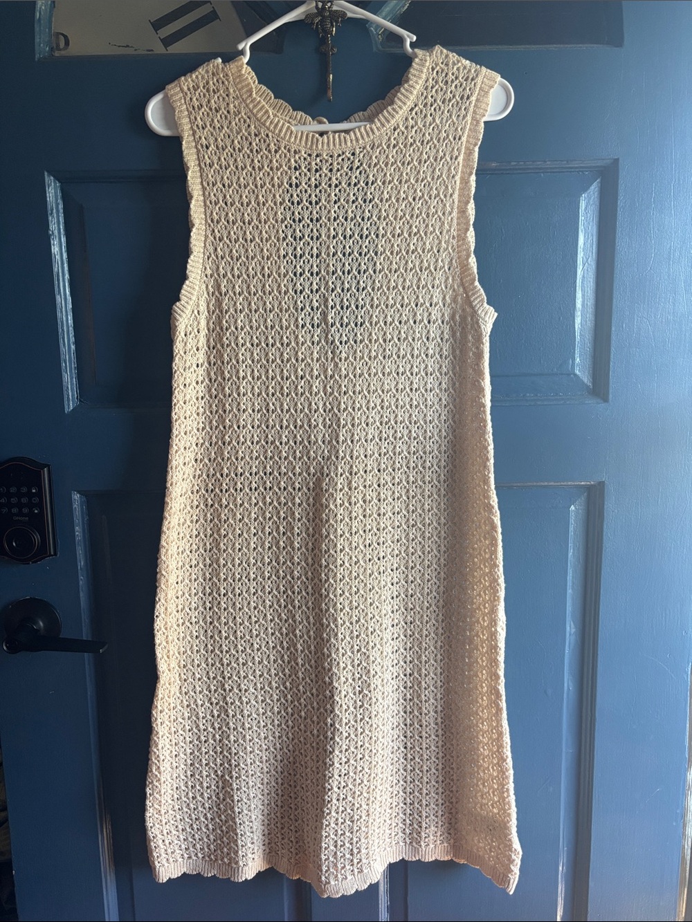 Amazon Cream Crochet Knit Midi Dress